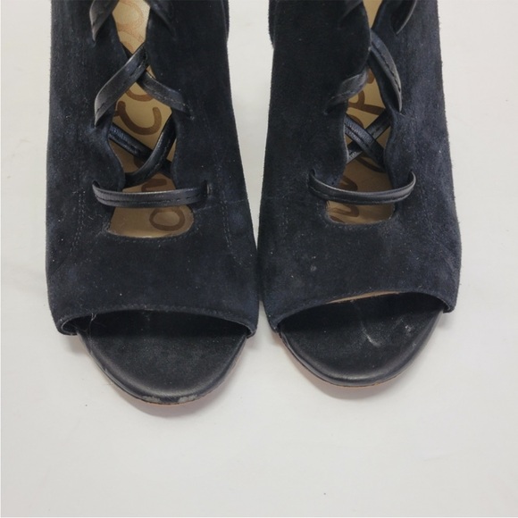 Sam Edelman Yvie Suede Black Lace Up Booties - Picture 4 of 9